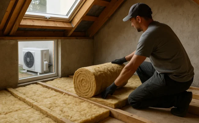 Isolation des combles et pompe à chaleur pour améliorer le DPE d'une maison