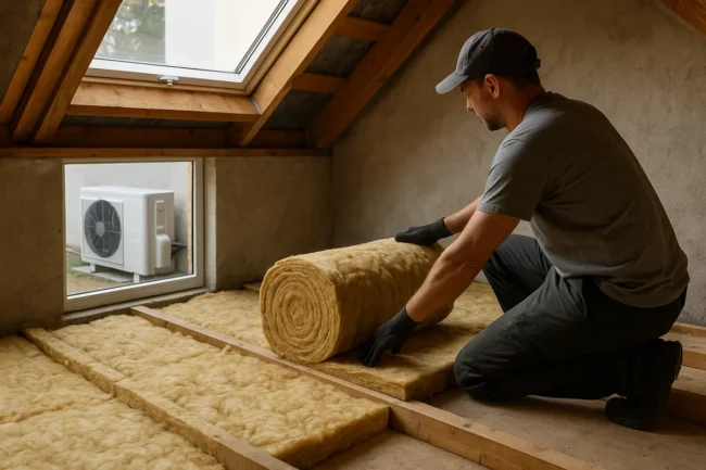 Isolation des combles et pompe à chaleur pour améliorer le DPE d'une maison