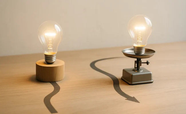 Deux ampoules illustrant le choix entre tarif réglementé et offre de marché pour l'électricité